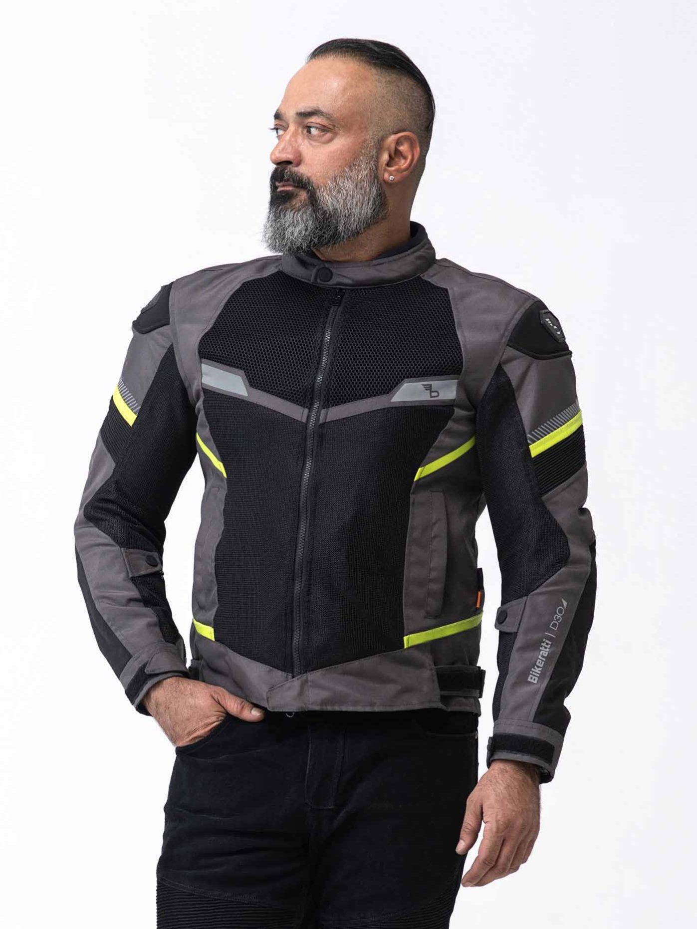 Veloce Men's Motorcycle Jacket Grey Neon
