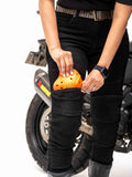 Bikeratti Raven Lady riding Jeans